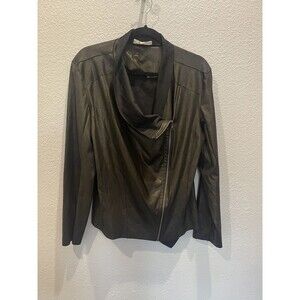 KINGSTON GREY Juniors' Faux-Suede Asymmetrical Zip-Front Jacket Brown X-Large XL